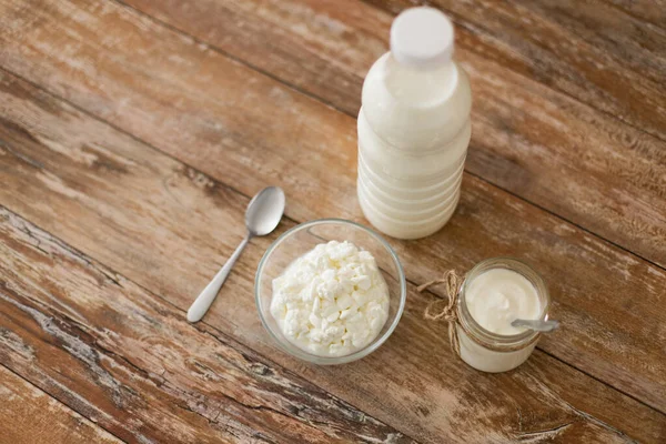 Susu, keju cottage dan yogurt buatan sendiri — Stok Foto