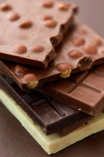 Close up of different kind chocolate bars — Stock Photo, Image