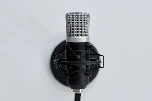 Primer plano del micrófono sobre fondo blanco —  Fotos de Stock