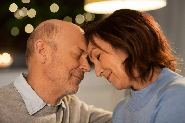 Feliz sonriente pareja de ancianos en casa —  Fotos de Stock