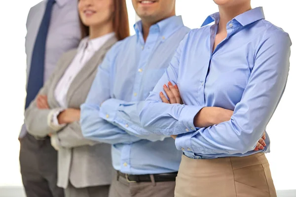 Close up of smiling business people at office — Stock Photo, Image