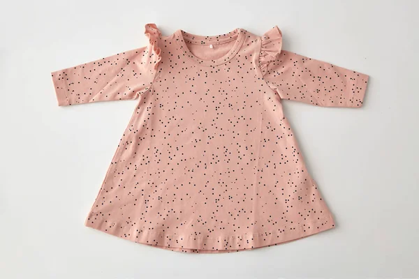 Pink dress for baby girl on white background — 스톡 사진