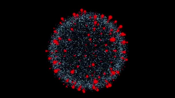 Віртуальна модель коронавірусної клітини на чорному фоні — стокове відео