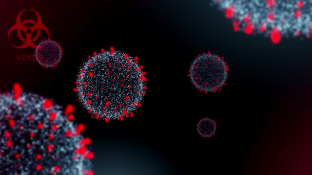 Koronavirové buňky virtuální model na černém pozadí — Stock video