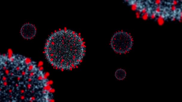 Coronavirus cel virtueel model op zwarte achtergrond — Stockvideo