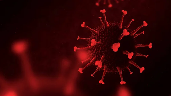 Coronavirus cell virtuell modell på röd bakgrund — Stockfoto