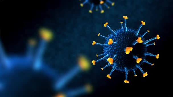 Modelo virtual de célula coronavírus em fundo preto — Vídeo de Stock