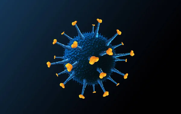 Coronavirus cell på mörkblå bakgrund — Stockfoto