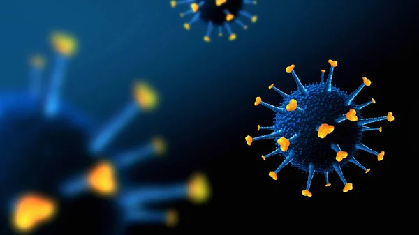Coronavirus celler på mörkblå bakgrund — Stockfoto