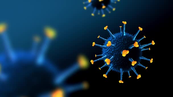 Modelo virtual de células coronavirus sobre fondo negro — Vídeo de stock