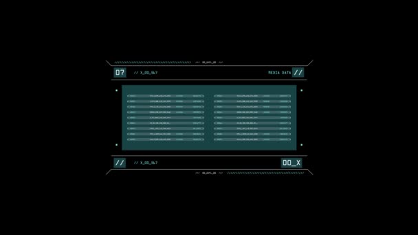 Datos de medios virtuales en pantalla sobre fondo negro — Vídeo de stock
