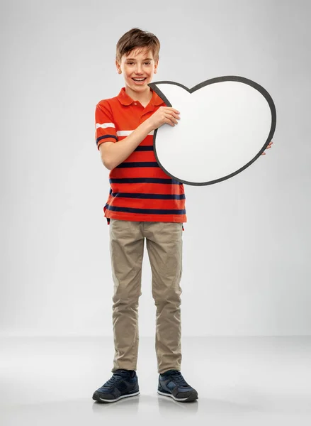 Niño sosteniendo discurso burbuja — Foto de Stock