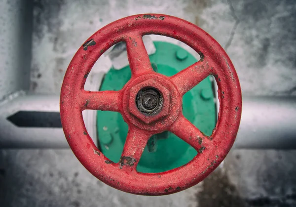 Top view on old handwheel of valve — Stock Photo, Image
