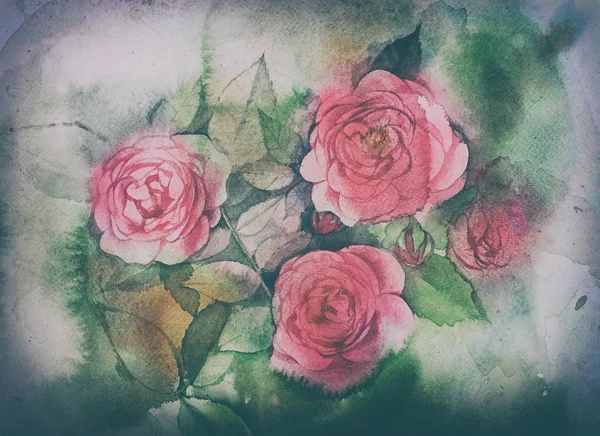Aquarelle peinture roses — Photo