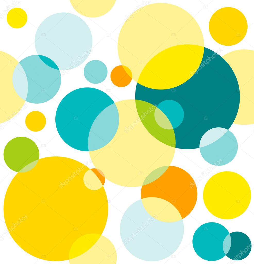 bright seamless pattern of colorful circles on white background