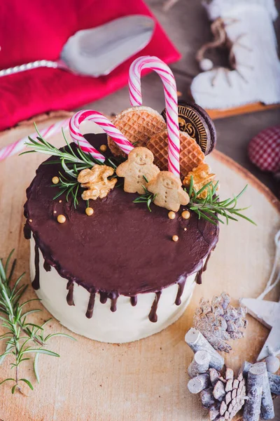 Christmas cake shot from top — Stock Photo, Image