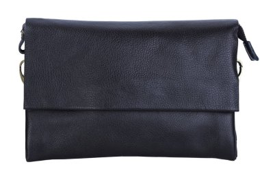 Erkekler siyah deri çanta beyaz bir arka plan üzerinde