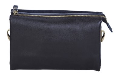 Erkekler siyah deri çanta beyaz bir arka plan üzerinde