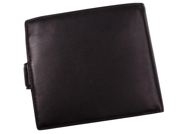 白い背景に分離された男性黒レザー折財布 — ストック写真