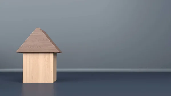 Дерев'яний іграшковий будинок композиція — стокове фото