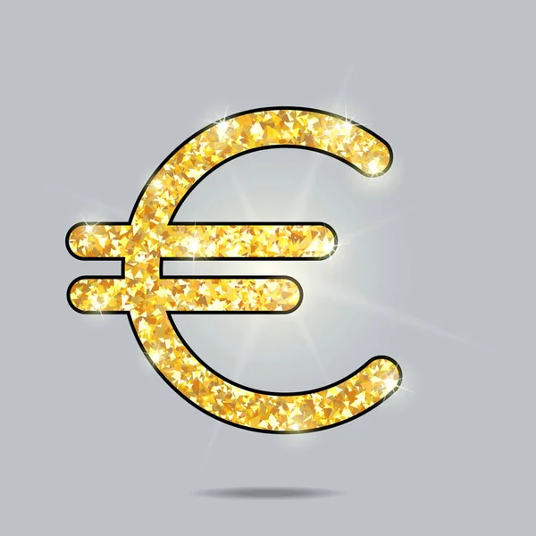 Signo dorado del euro — Vector de stock