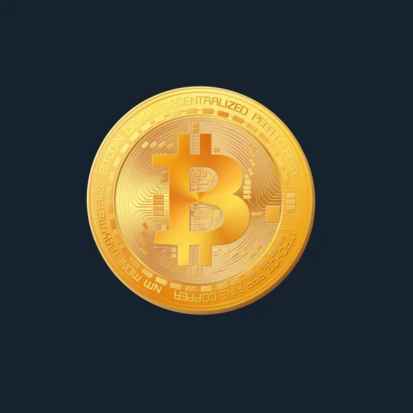 Goldenes Bitcoin-Zeichen — Stockvektor