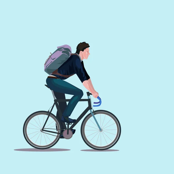 Hombre montar bicicleta — Vector de stock