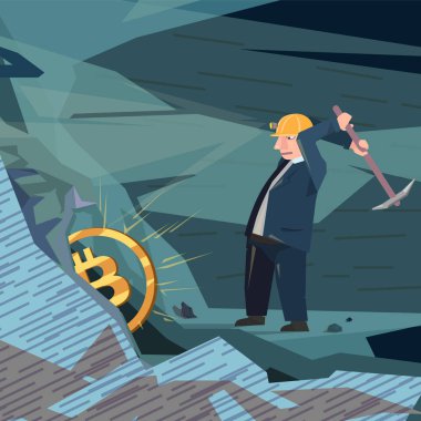 kavramsal iş illüstrasyon bitcoins