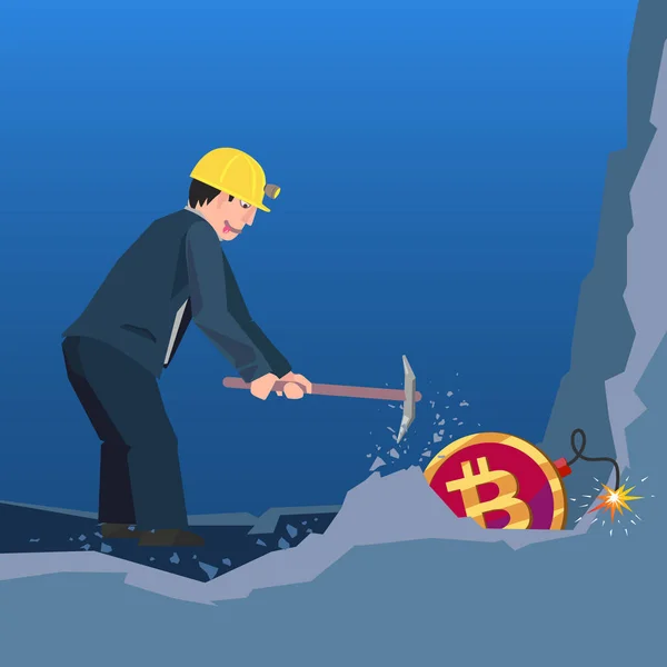 Bitcoin mining niebezpieczeństwa — Wektor stockowy