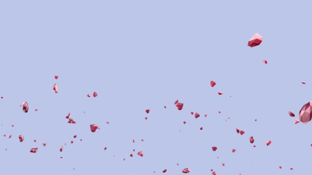 Rote Rubinherzen fliegen auf — Stockvideo