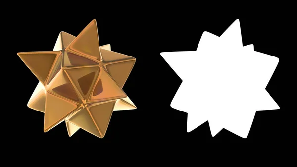 Single stylized golden star isolated on black — 스톡 사진