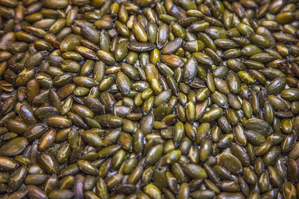 Sementes de abóbora comida saudável textura natural close-up — Fotografia de Stock