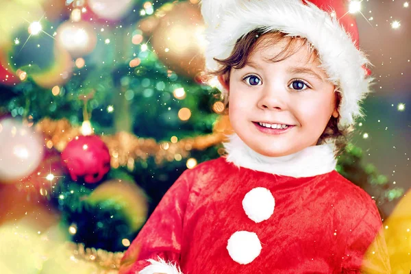 Closeup portrait of a cute little santa — Stock Photo, Image