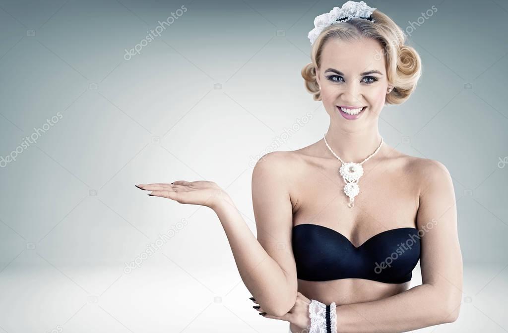 Portrait of a blond, sensual maid