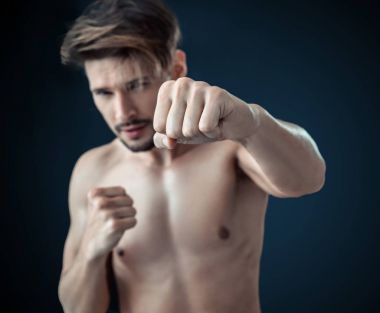 Portrait of a nude boxer  clipart