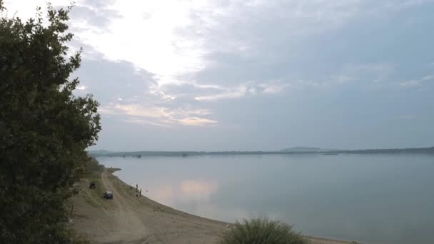 Aerial shot of the lake — Stock Video