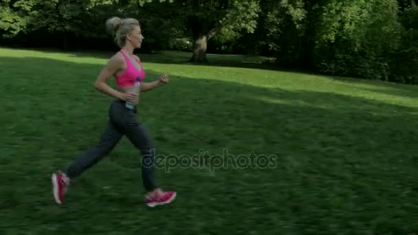 Fit vrouw doen van fysieke oefeningen — Stockvideo