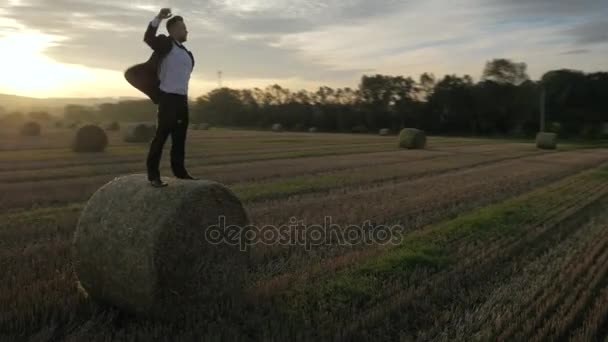 Handsome businessman close to the nature — Stock Video