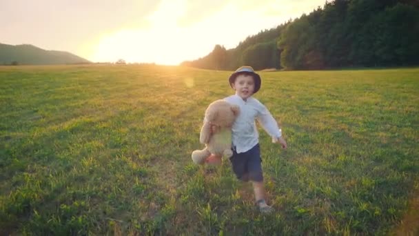 Little Boy Wheat Field — Stock Video