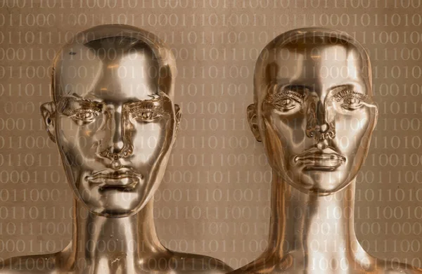 Two pieces of human golden scupltures — Stock Photo, Image