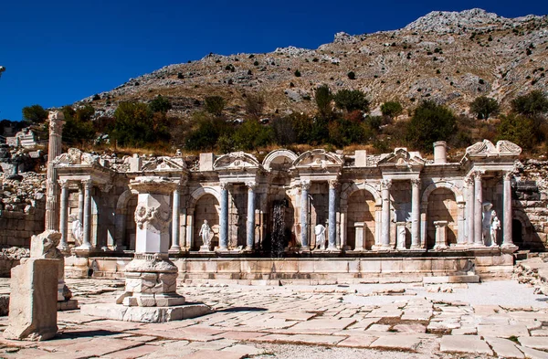 rchitectural building fountain Anthony in ancient city Sagalassos in the Anatolia. Burdur. Turkey