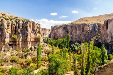 Türkiye 'nin Kapadokya kentindeki İhlara Vadisi' nde panoramik manzara.