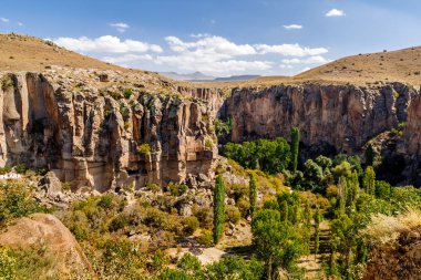 Türkiye 'nin Kapadokya kentindeki İhlara Vadisi' nde panoramik manzara.