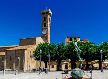 Fiesole / Firence, Tuscany Italy - 24 June 2015: View of city center of Fiesole with cathedral tower .