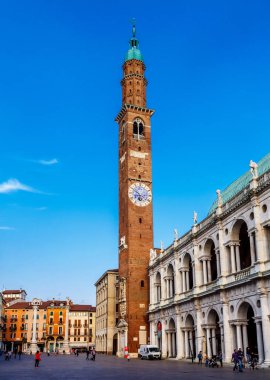 Vicenza, Italy - Oktober, 01, 2017: Torre Bissara on Piazza dei Signori in Vicenza, Italy.