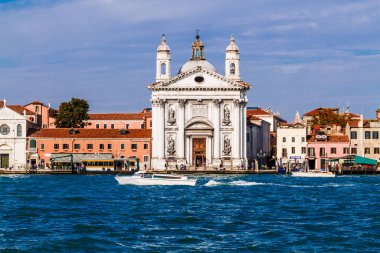 VENICE, ITALY - OCTOBER 2017:View of the promenade, fondamenta  and the church delle Zattere