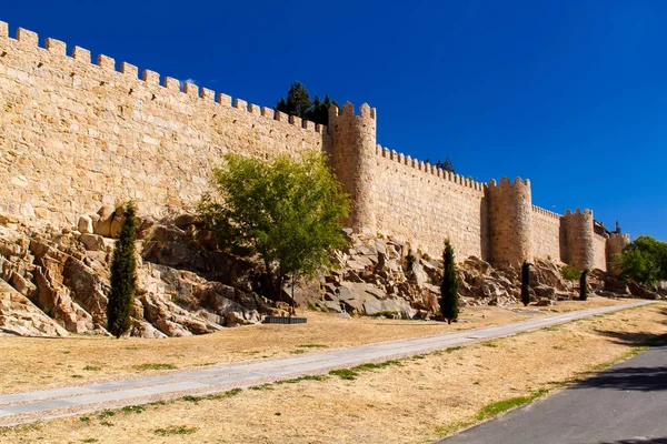 Starożytne Średniowieczne Mury Miejskie Avila Kastylia Hiszpania — Zdjęcie stockowe