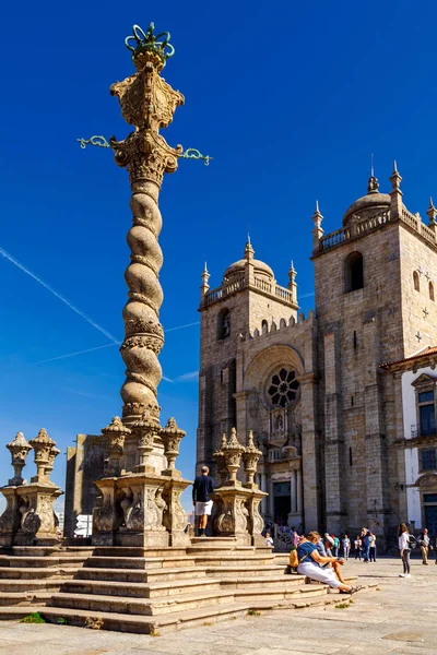 Porto Portugalia Października 2016 Średniowieczna Kolumna Katedry Porto — Zdjęcie stockowe