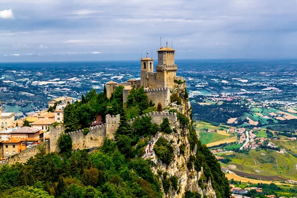 Repubblica San Marino Prima Torre Guaita Prima Torre Fortezza Con — Foto Stock