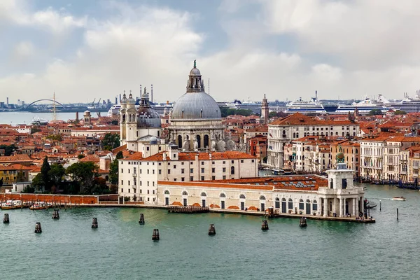 Вид Воздуха Венецианскую Лагуну Санта Мария Делла Салюте Венеция Италия — стоковое фото
